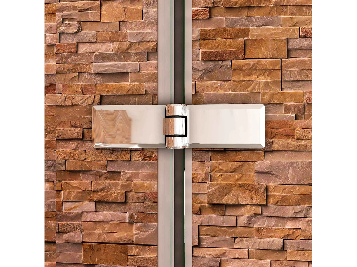 130x75x140cm Badwand 3 panelen vouwbaar met vast zijwand,6 mm nano helder veiligheidsglas met horizontale strepen - glanzend chroom