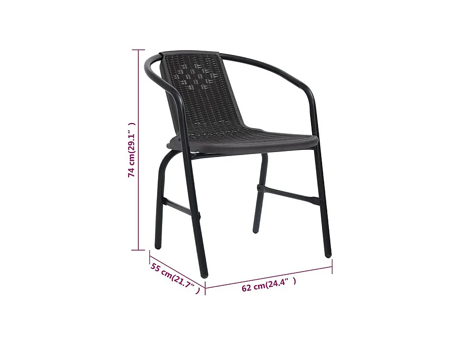 Chaises de jardin lot de 8 Rotin plastique et acier 110 kg