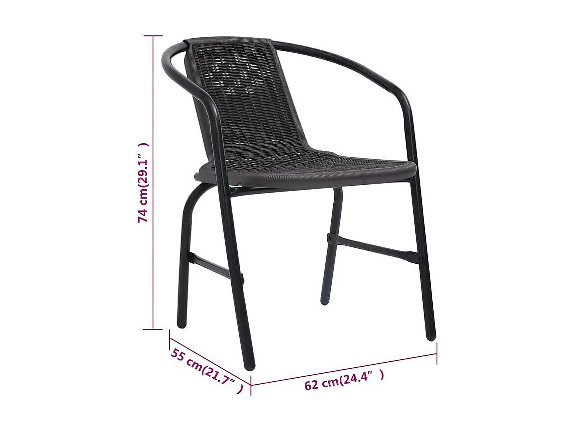 Chaises de jardin lot de 8 Rotin plastique et acier 110 kg