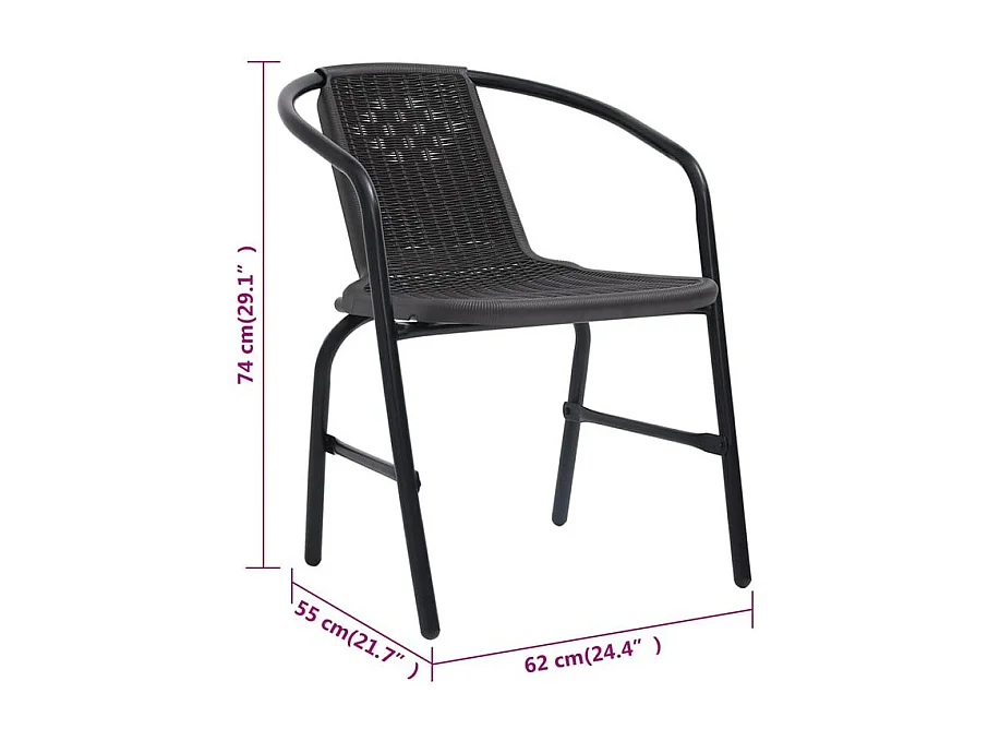 Chaises de jardin lot de 8 Rotin plastique et acier 110 kg