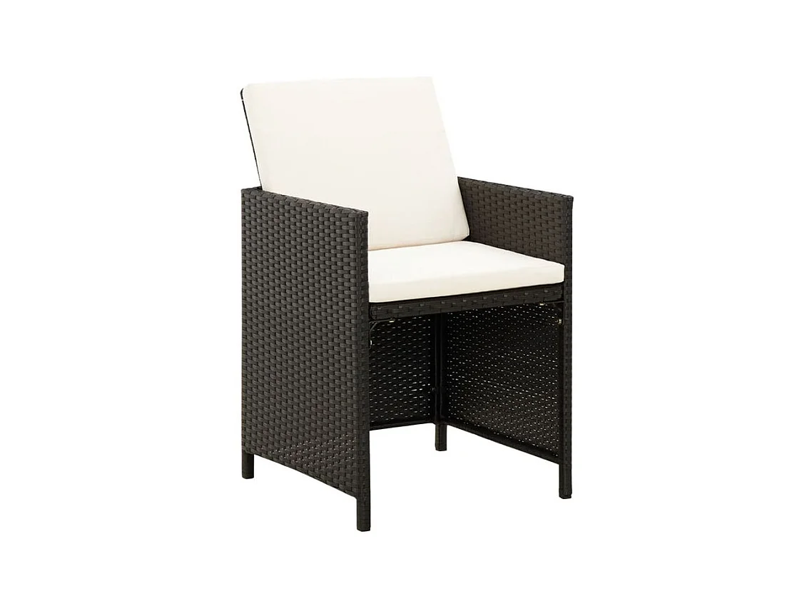 Jeu de chaise et tabouret de jardin 4 pcs Résine tressée Noir
