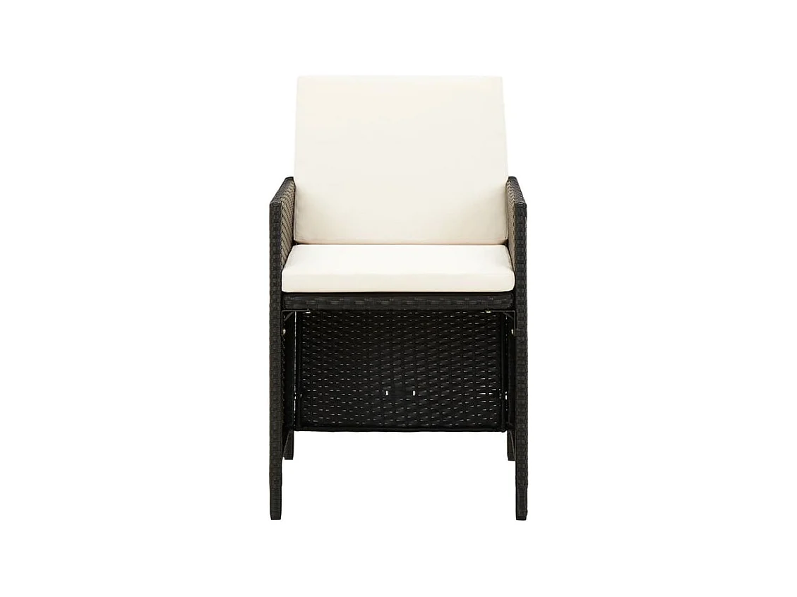 Jeu de chaise et tabouret de jardin 4 pcs Résine tressée Noir