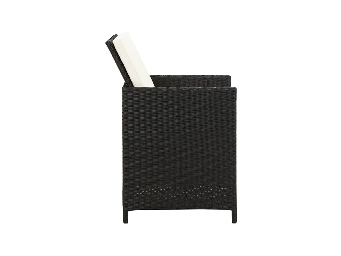 Jeu de chaise et tabouret de jardin 4 pcs Résine tressée Noir