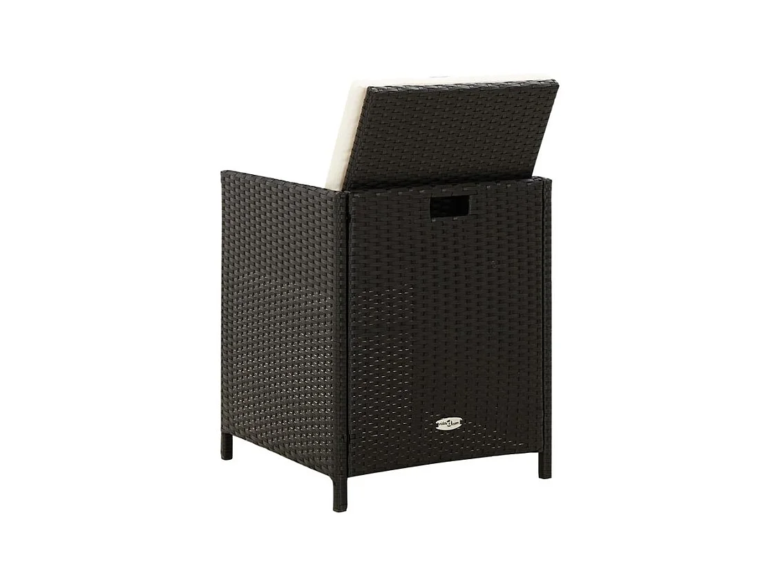 Jeu de chaise et tabouret de jardin 4 pcs Résine tressée Noir