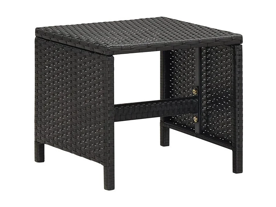 Jeu de chaise et tabouret de jardin 4 pcs Résine tressée Noir