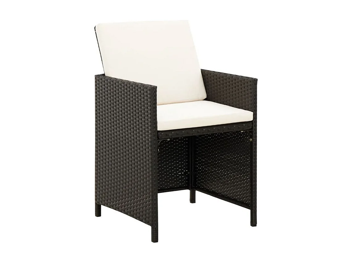 Jeu de chaise et tabouret de jardin 4 pcs Résine tressée Noir