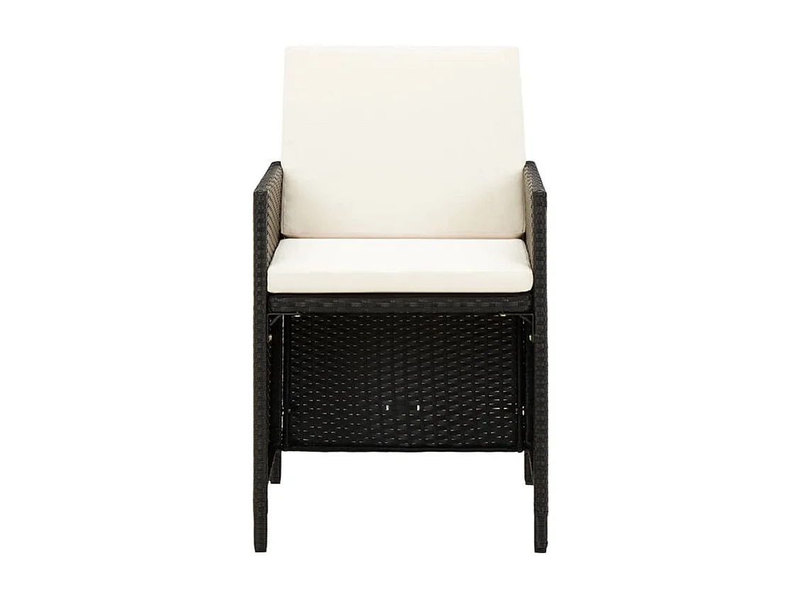 Jeu de chaise et tabouret de jardin 4 pcs Résine tressée Noir