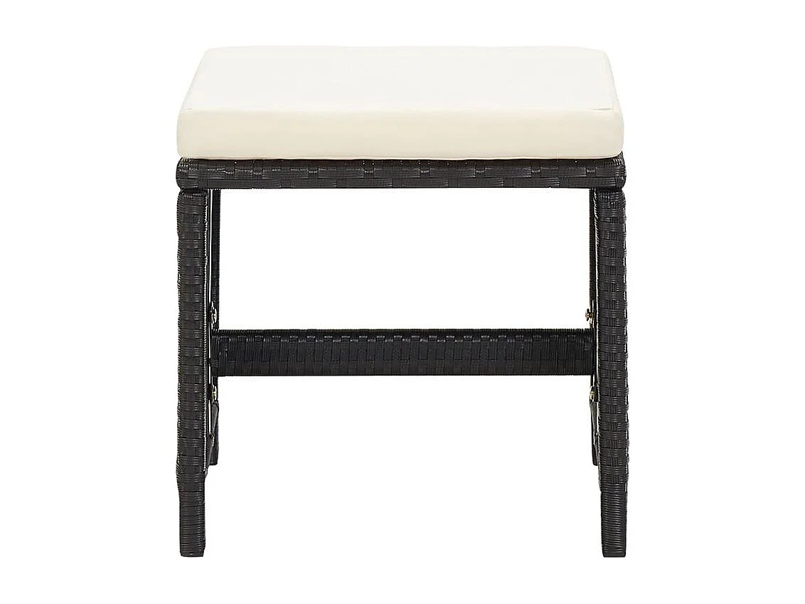 Jeu de chaise et tabouret de jardin 4 pcs Résine tressée Noir