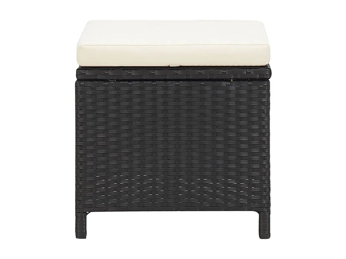 Jeu de chaise et tabouret de jardin 4 pcs Résine tressée Noir