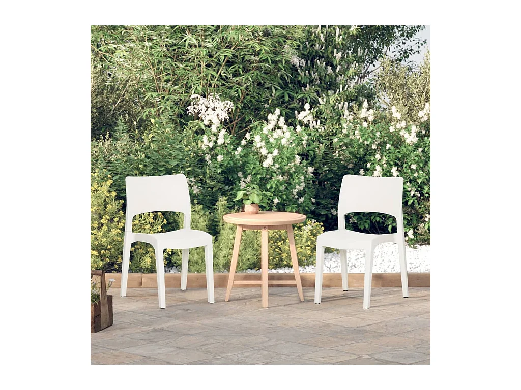Chaises de jardin 2 pcs Blanc Polypropylène