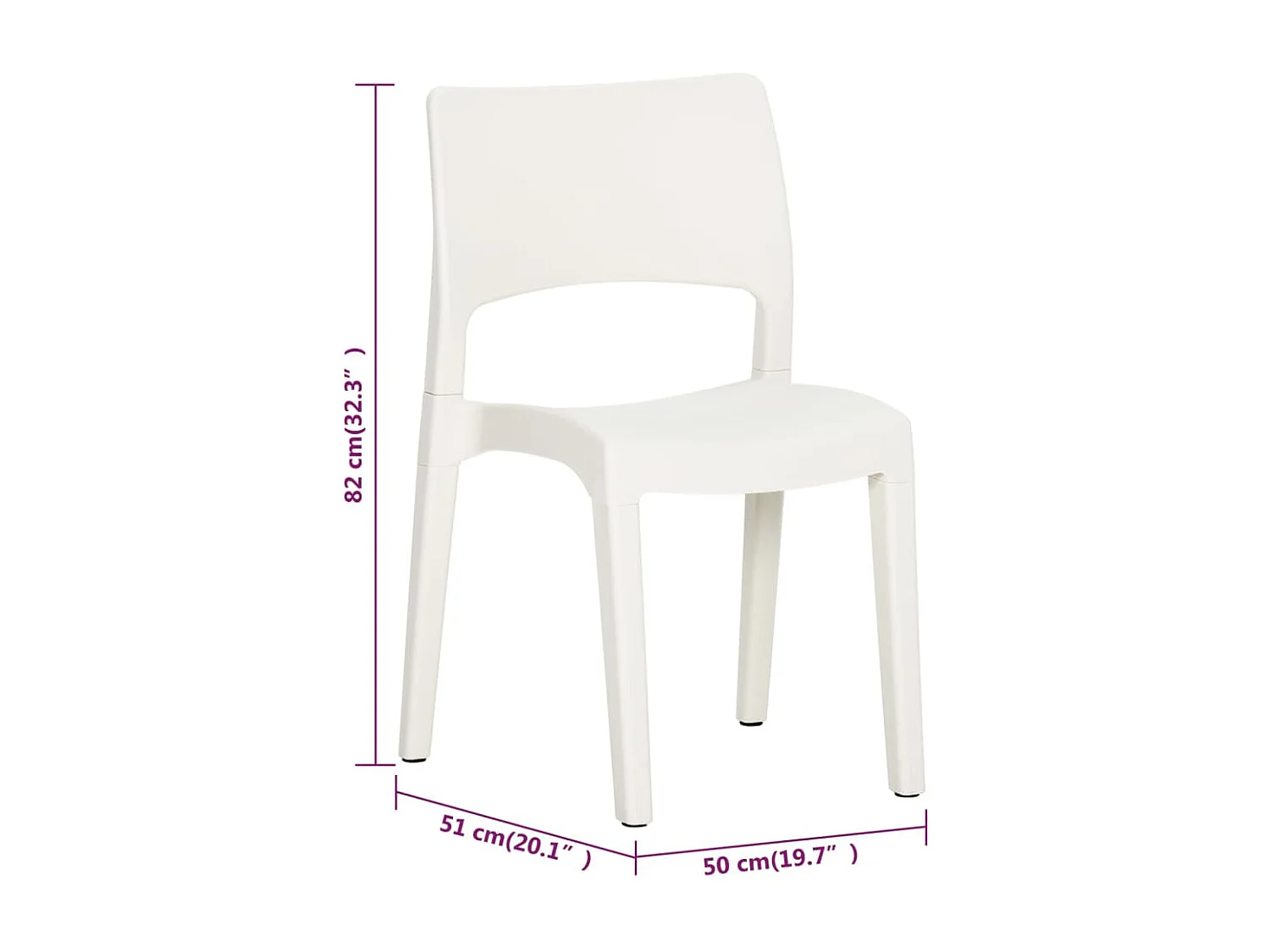 Chaises de jardin 2 pcs Blanc Polypropylène