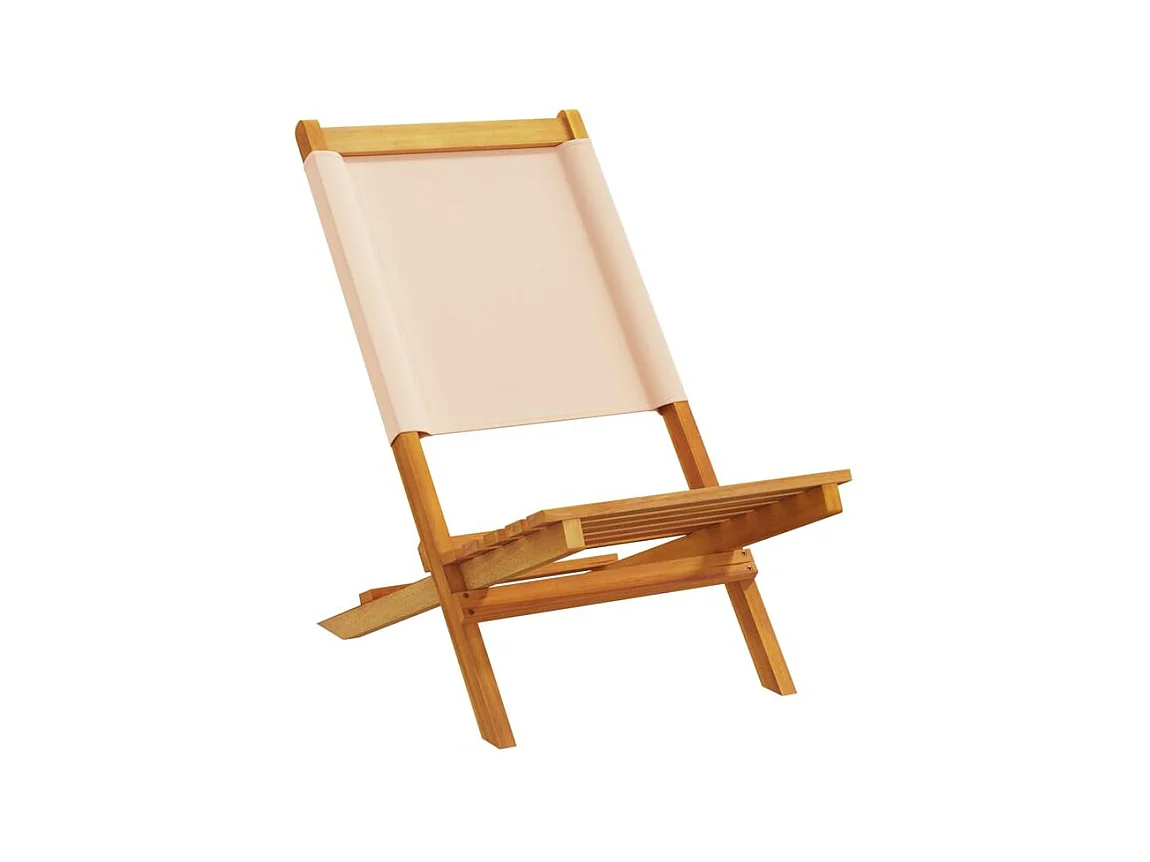 Chaises de jardin lot de 2 beige bois d'acacia massif et tissu
