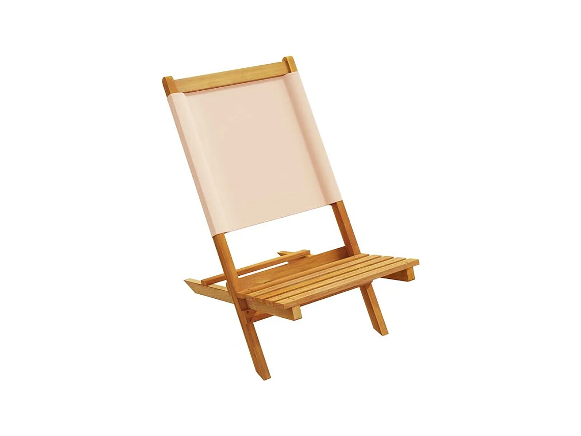 Chaises de jardin lot de 2 beige bois d'acacia massif et tissu