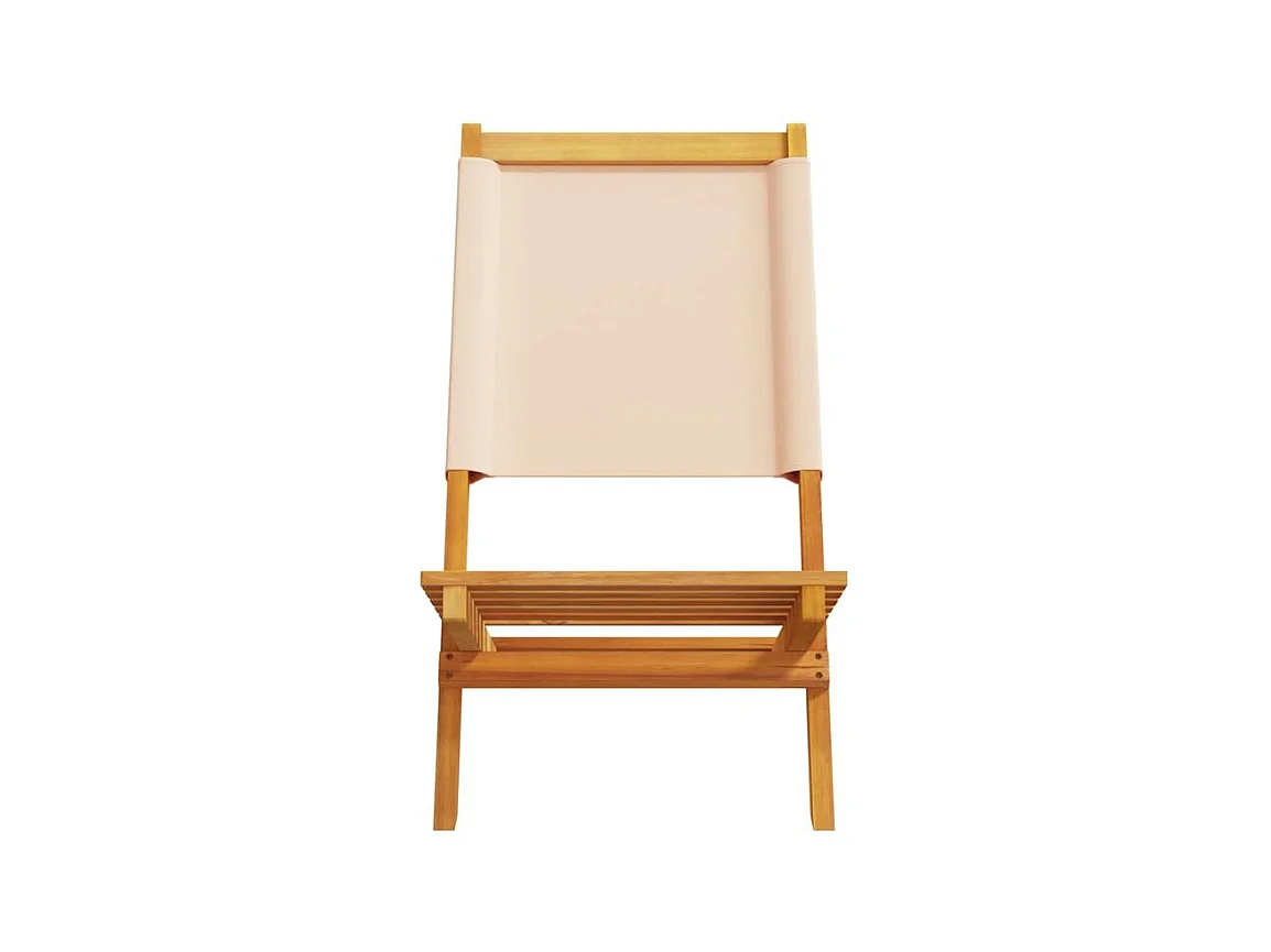 Chaises de jardin lot de 2 beige bois d'acacia massif et tissu