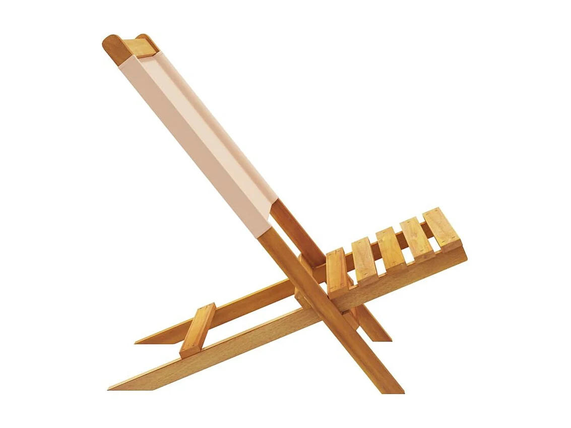 Chaises de jardin lot de 2 beige bois d'acacia massif et tissu