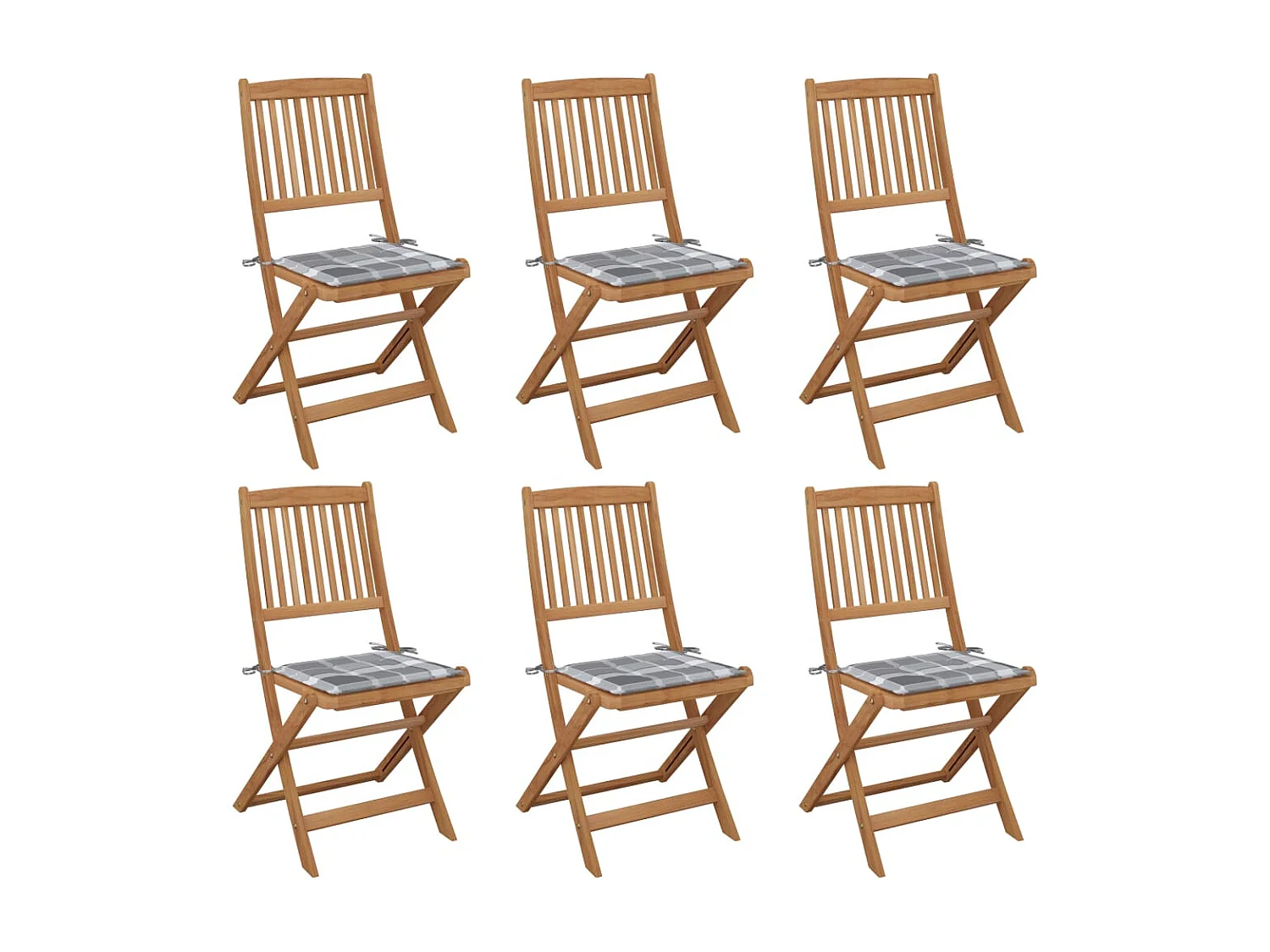 Chaises pliables de jardin 6 pcs avec coussins Bois d'acacia 15