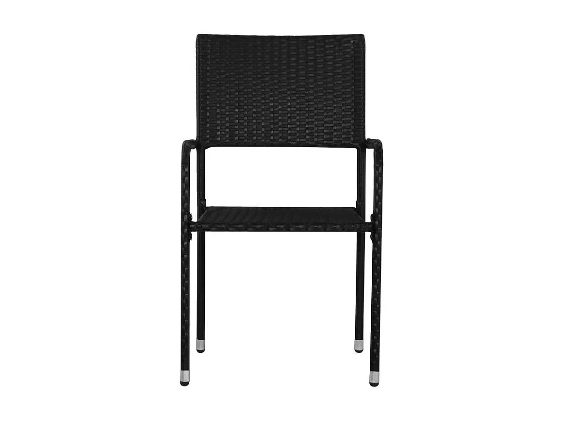 Chaise à dîner de jardin empilable lot de 2 noir résine tressée