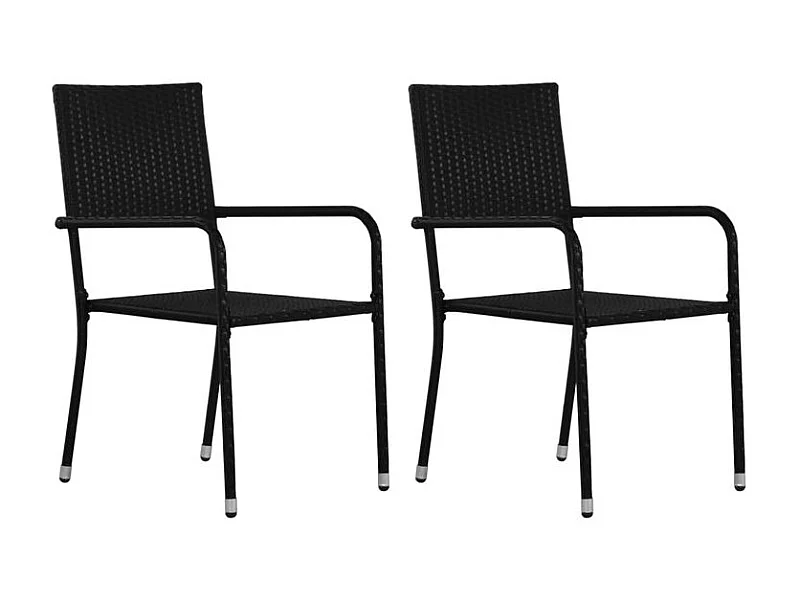 Chaise à dîner de jardin empilable lot de 2 noir résine tressée