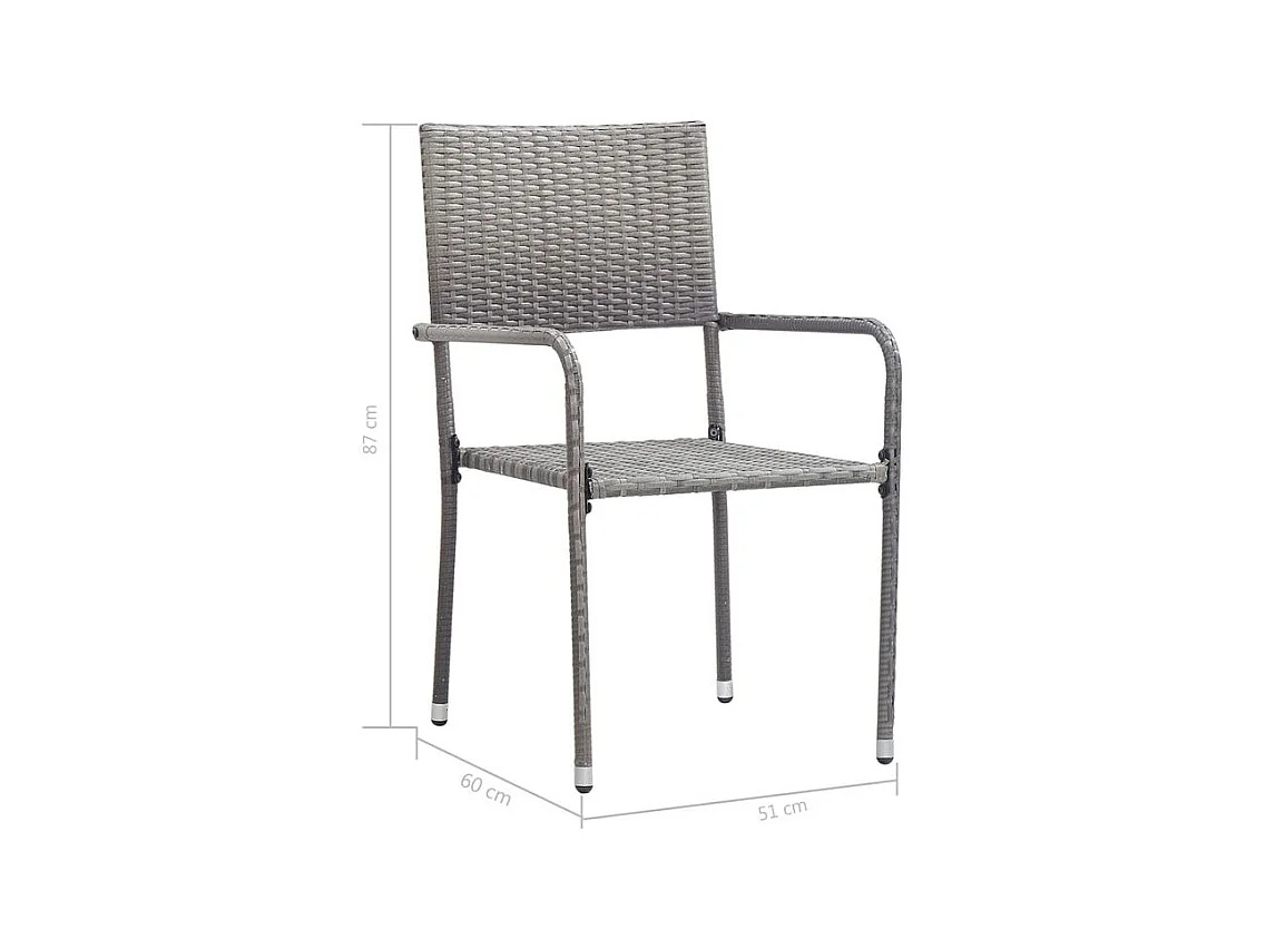 Chaise à dîner de jardin empilable lot de 2 gris résine tressée