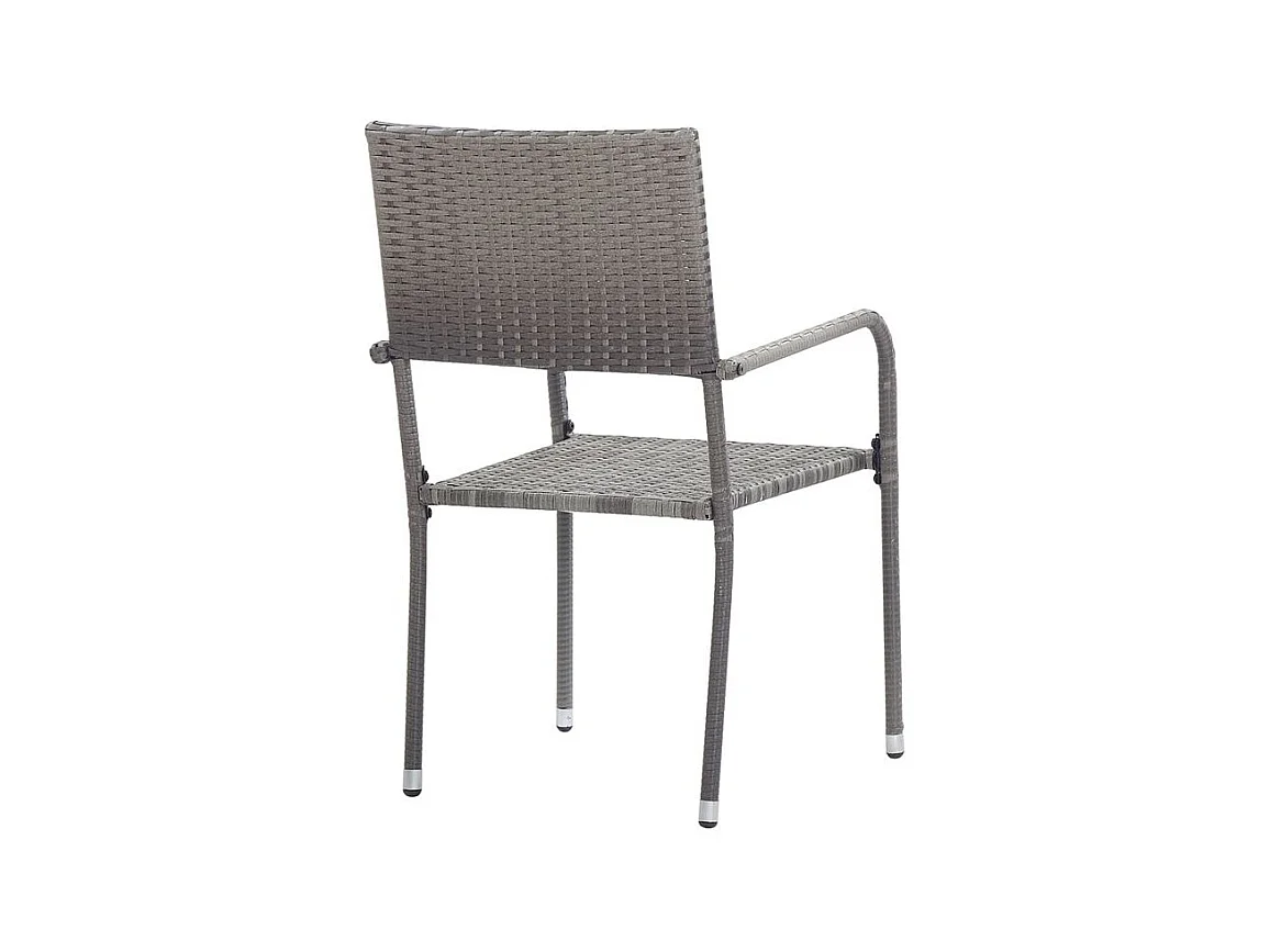 Chaise à dîner de jardin empilable lot de 2 gris résine tressée