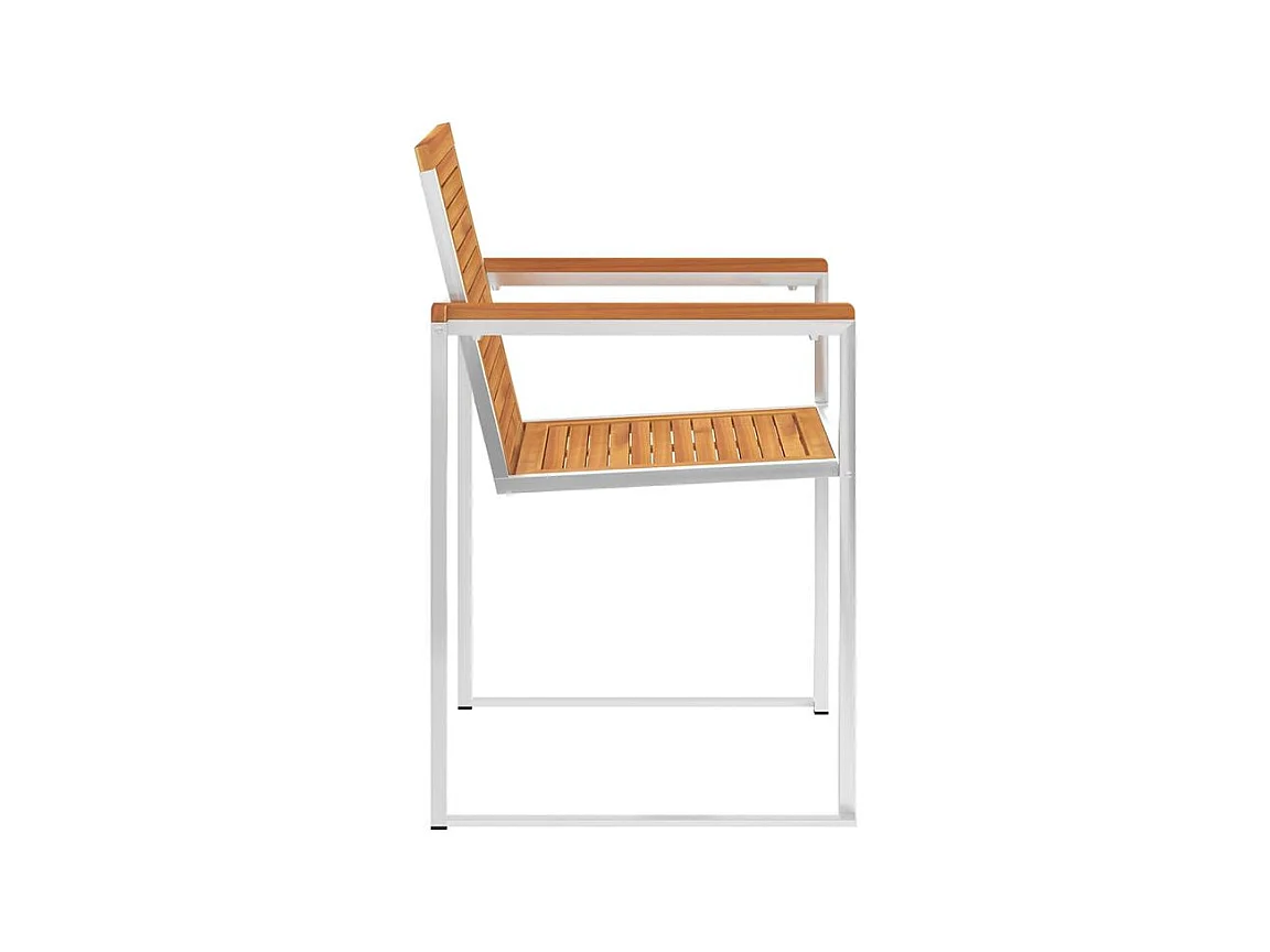 Chaises de jardin lot de 6 Bois d'acacia et acier inoxydable