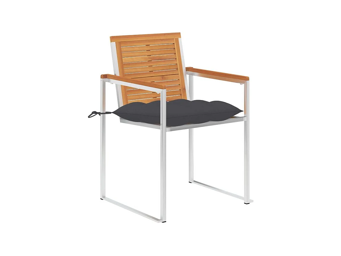 Chaises de jardin avec coussins lot de 2 Acacia solide et acier