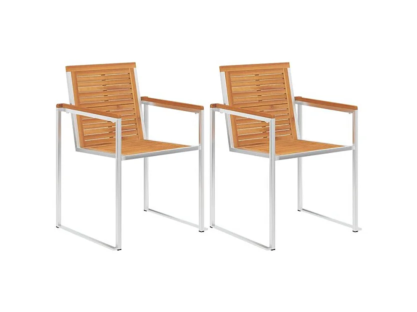 Chaises de jardin avec coussins lot de 2 Acacia solide et acier
