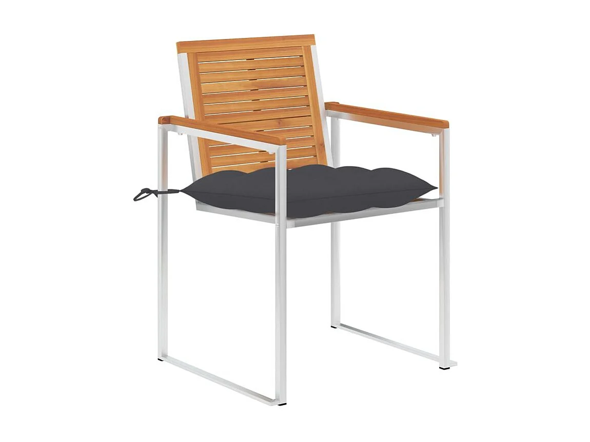 Chaises de jardin avec coussins lot de 2 Acacia solide et acier