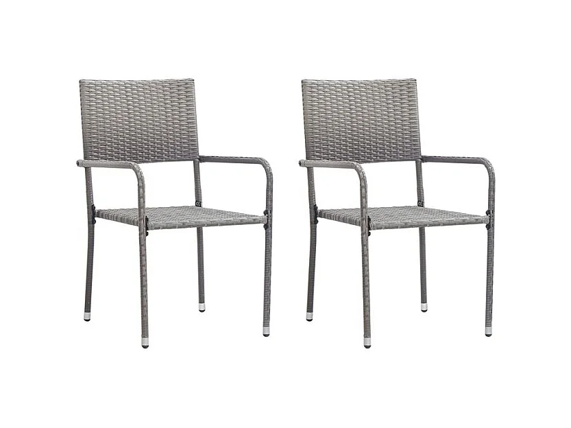 Chaise à dîner de jardin empilable lot de 2 gris résine tressée
