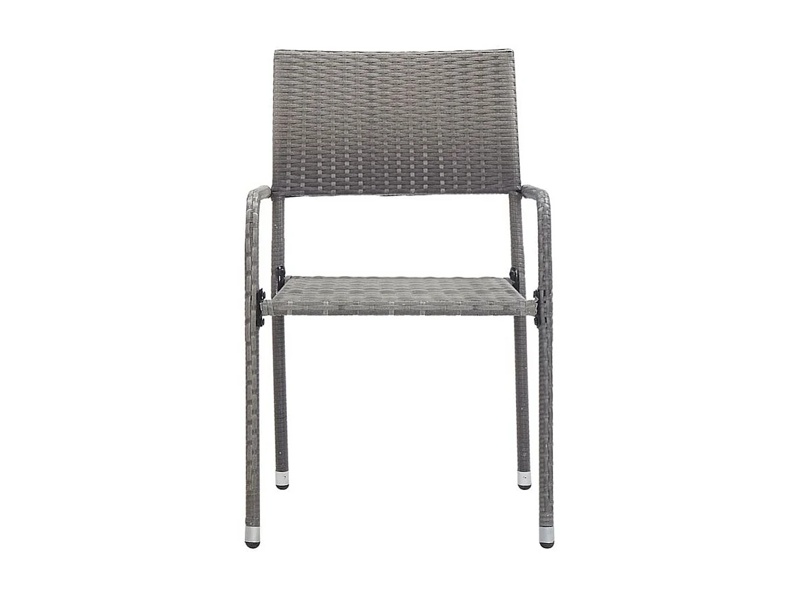 Chaise à dîner de jardin empilable lot de 2 gris résine tressée