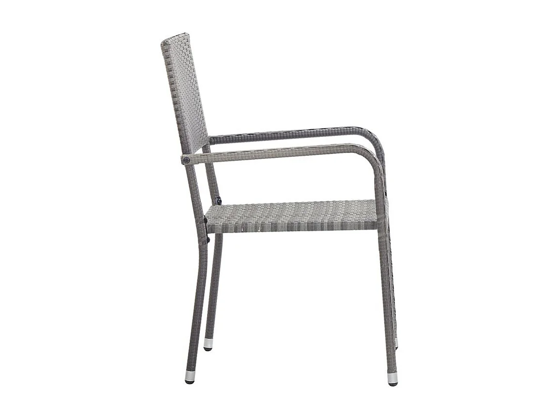Chaise à dîner de jardin empilable lot de 2 gris résine tressée