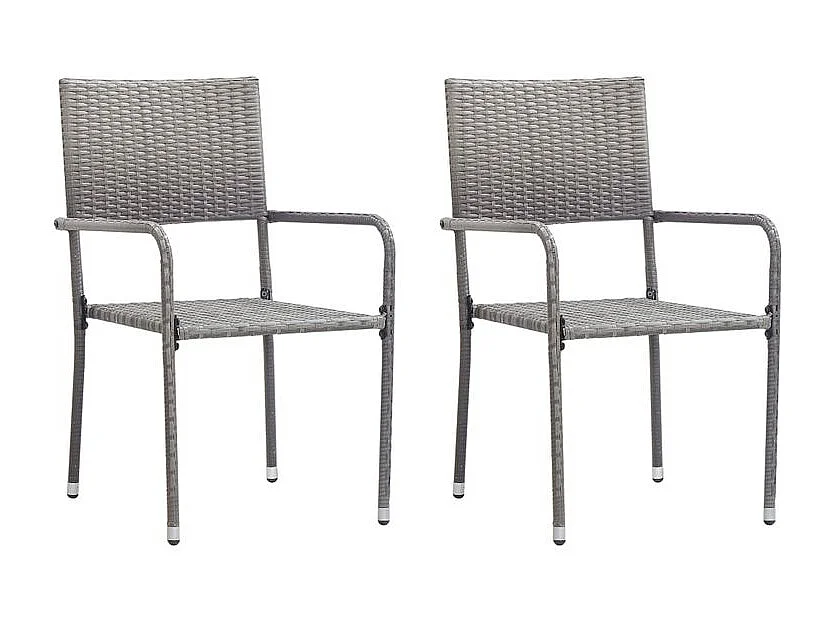 Chaise à dîner de jardin empilable lot de 2 gris résine tressée
