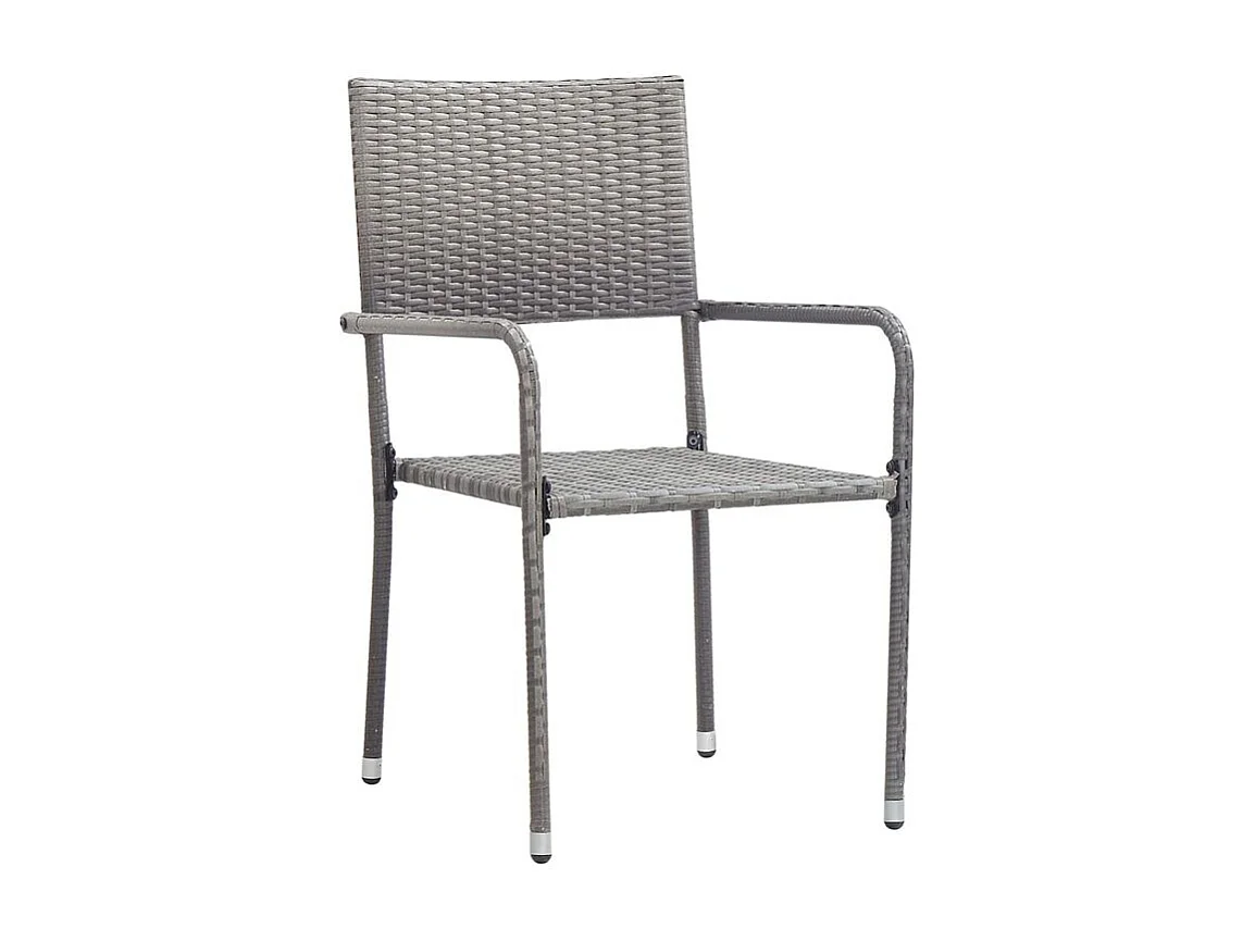 Chaise à dîner de jardin empilable lot de 2 gris résine tressée