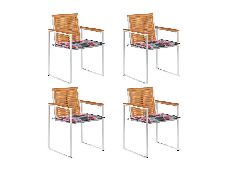 Chaises de jardin 4 pcs avec coussins Bois d'acacia massif 9