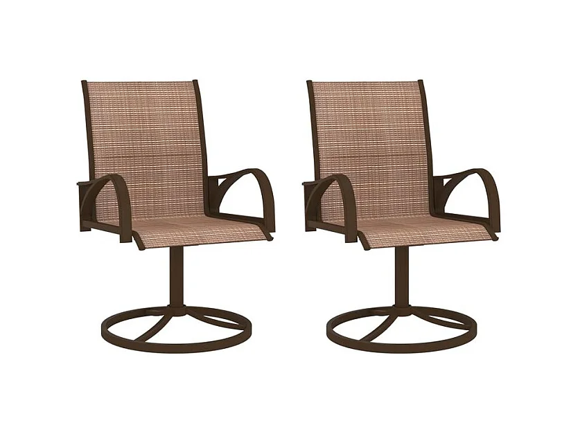 Chaises pivotantes de jardin 2 pcs Textilène et acier Marron