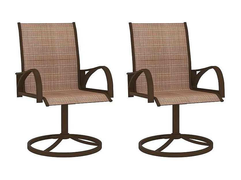 Chaises pivotantes de jardin 2 pcs Textilène et acier Marron