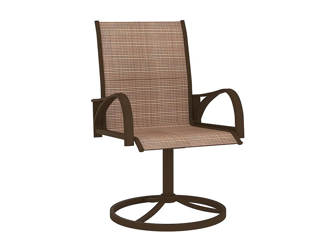 Chaises pivotantes de jardin 2 pcs Textilène et acier Marron