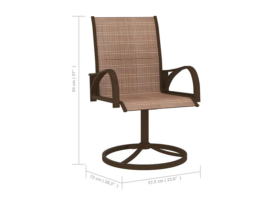 Chaises pivotantes de jardin 2 pcs Textilène et acier Marron
