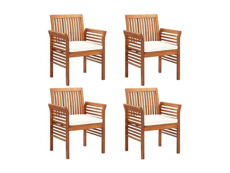 Chaises de jardin avec coussins 4 pcs Bois d'acacia massif