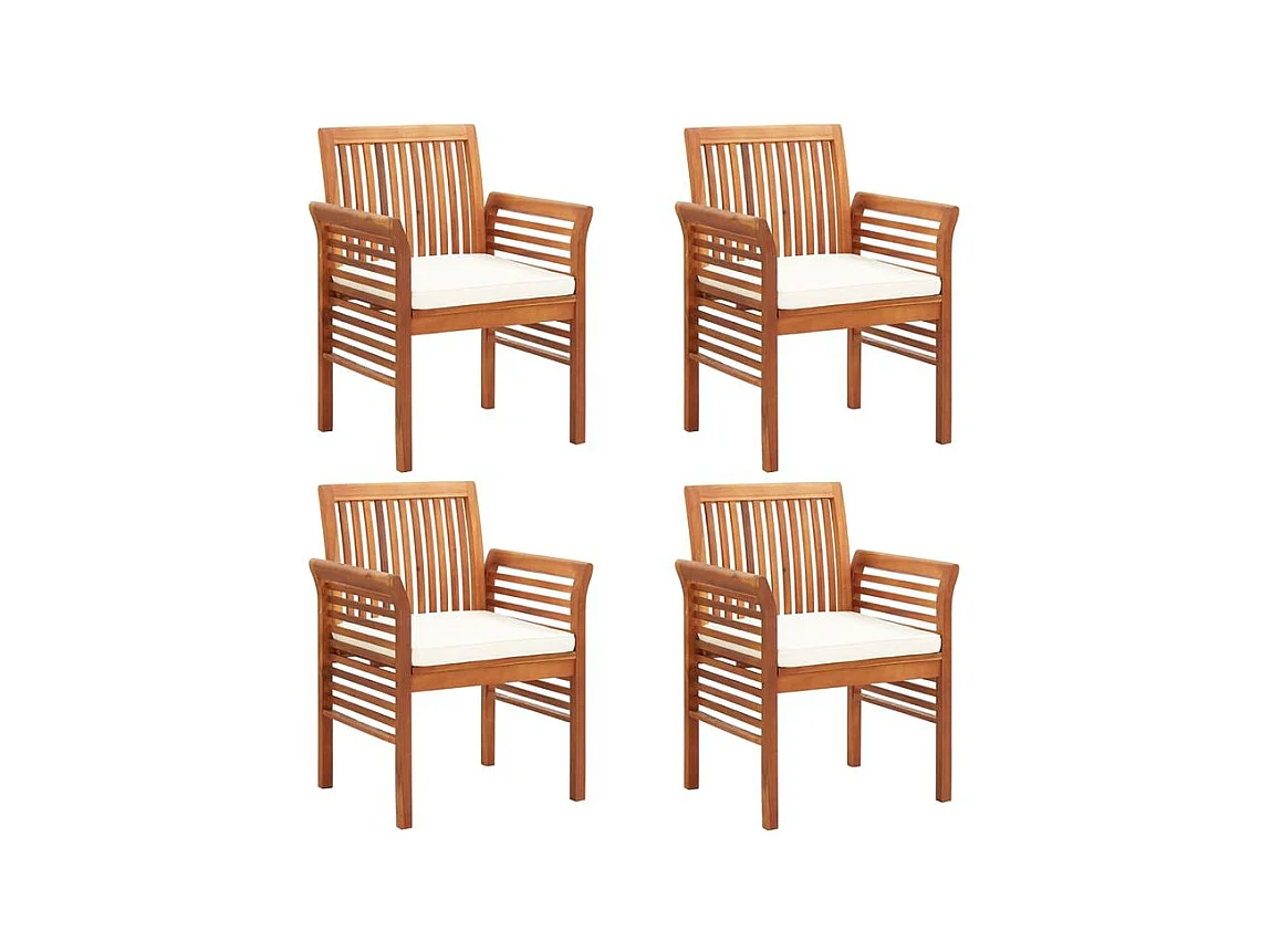 Chaises de jardin avec coussins 4 pcs Bois d'acacia massif