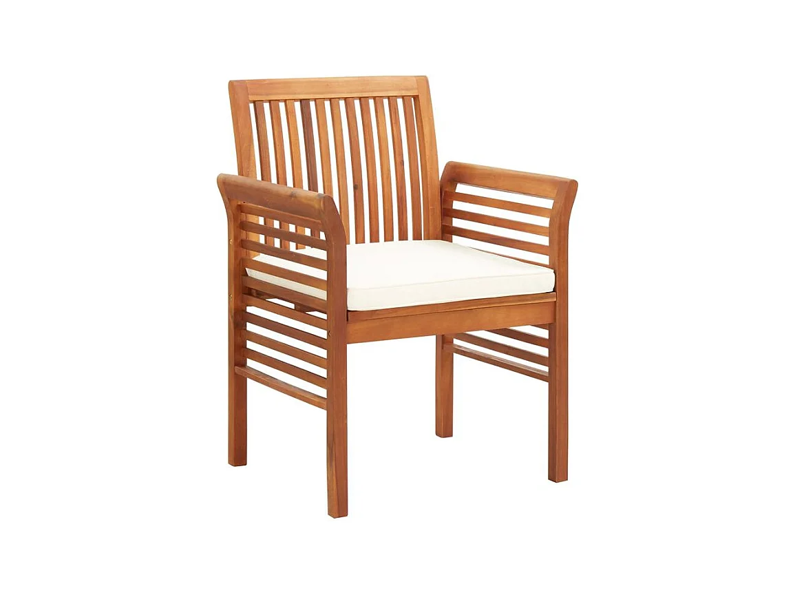 Chaises de jardin avec coussins 4 pcs Bois d'acacia massif
