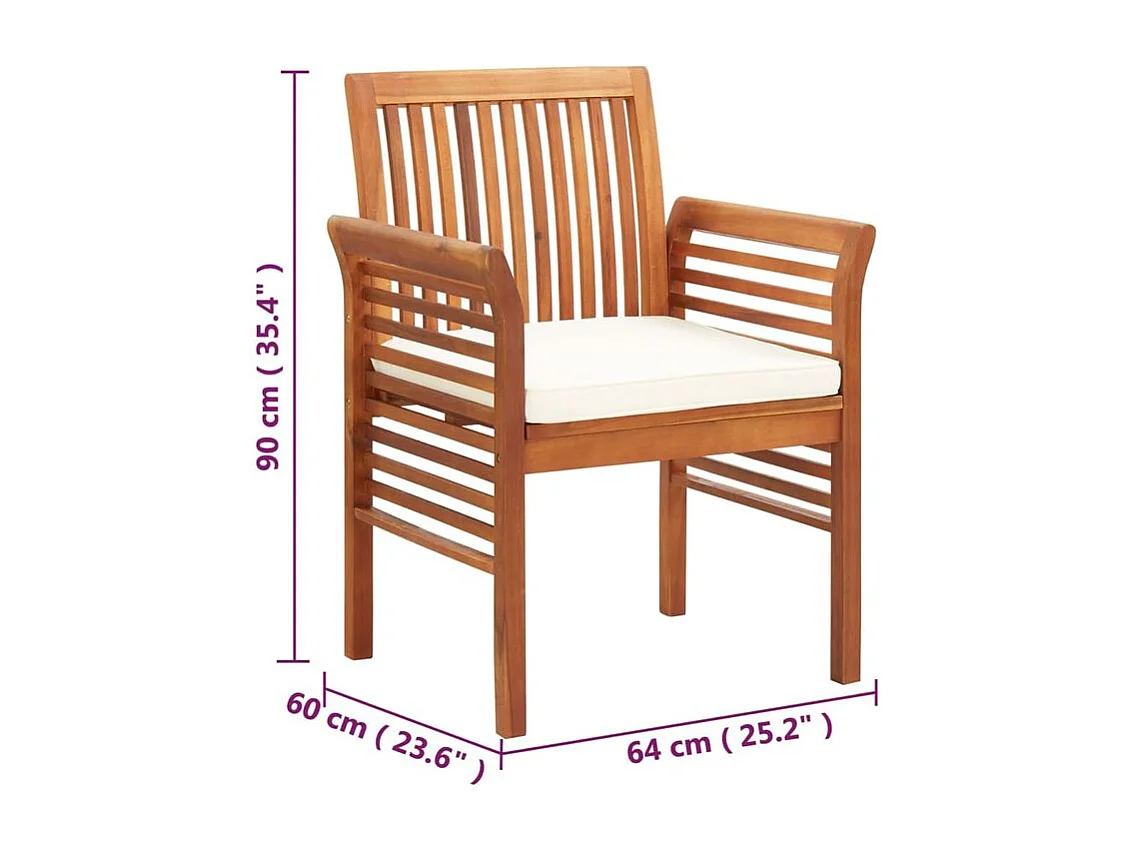 Chaises de jardin avec coussins 4 pcs Bois d'acacia massif