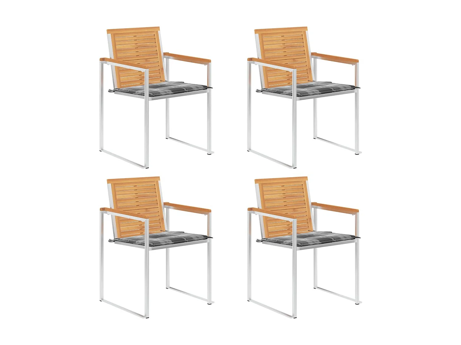 Chaises de jardin 4 pcs avec coussins Bois de teck massif 47