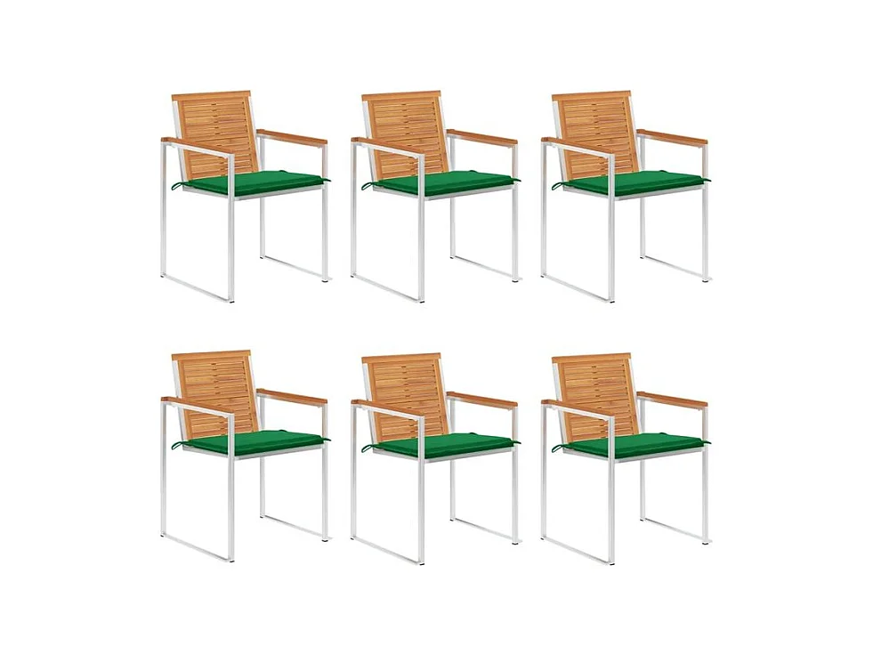 Chaises de jardin lot de 6 avec coussins Bois d'acacia solide