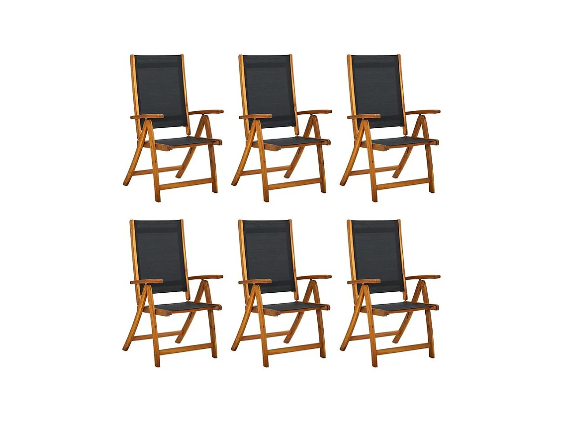 Chaises de jardin pliantes 6 pcs Bois d'acacia massif Textilène