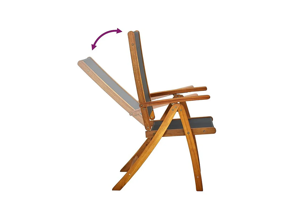 Chaises de jardin pliantes 6 pcs Bois d'acacia massif Textilène