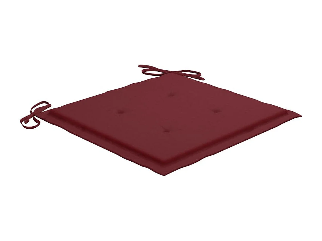 Chaises de jardin avec coussins rouge bordeaux 4pcs Teck massif 2