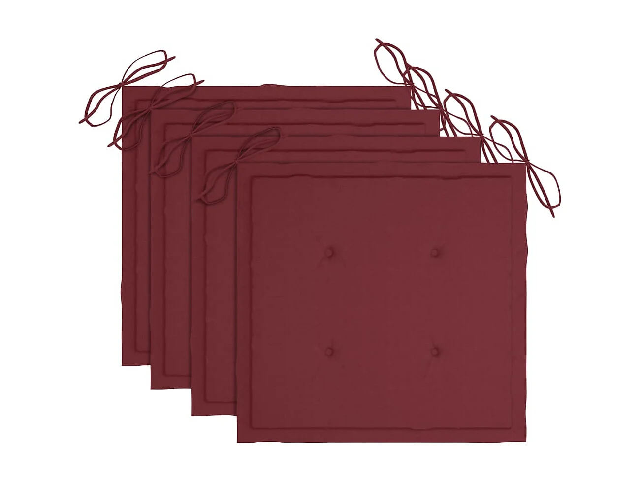 Chaises de jardin avec coussins rouge bordeaux 4pcs Teck massif 2