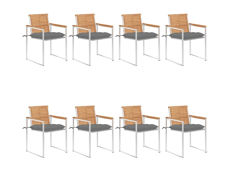 Chaises de jardin 8 pcs avec coussins Bois de teck massif 36