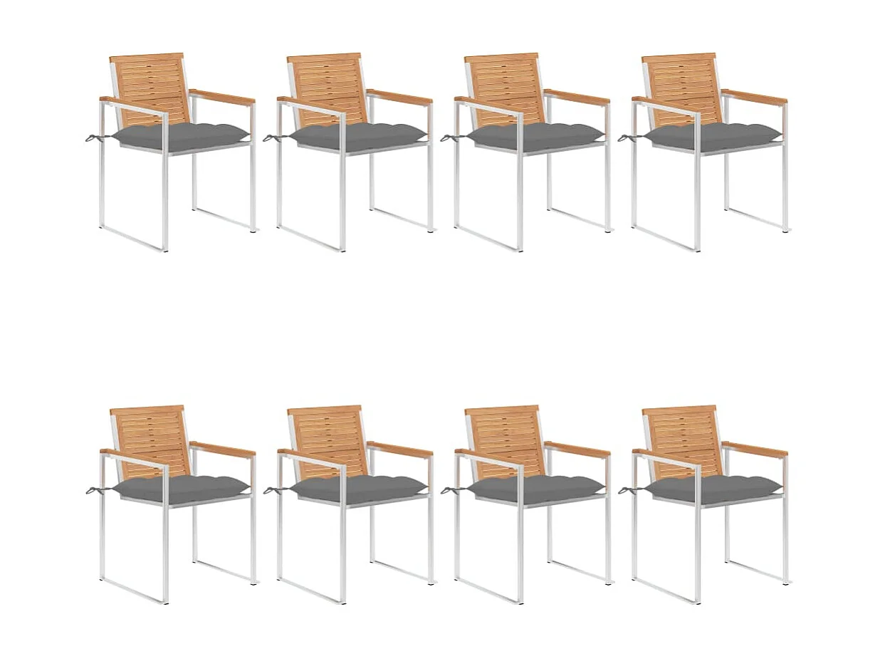 Chaises de jardin 8 pcs avec coussins Bois de teck massif 36